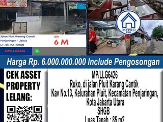 Dijual Lelang Ruko Jalan Pluit Karang Cantik Penjaringan, Kota Jakarta Utara