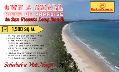 Small Beach Lot for sale in Long Beach of San Vicente, Palawan