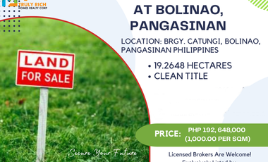 19.2648 Hectares Agricultural Lot for sale at Catungi, Bolinao, Pangasinan