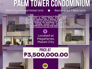 MODERNIZED 1 BEDROOM PALM TOWER CONDOMINIUM UNIT FOR SALE IN MAKATI