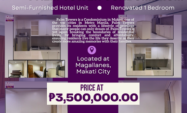 Renovated 1 Bedroom Palm Tower Condominium Unit for sale at Makati