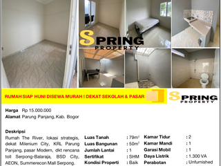 Rumah Murah Full Renovasi di Cluster Perumahan Sentraland Paradise Siap Huni Dekat Stasiun KRL & Akses Tol Legok Parung Panjang Bogor Legok KG