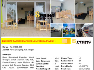 Ruko Murah di Sentraland Paradise Dekat Stasiun Parung Panjang Bogor