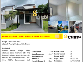 Rumah Murah Full Renovasi di Cluster Perumahan Amara Village Siap Huni Dekat Stasiun KRL & Akses Tol Legok Parung Panjang Bogor Legok