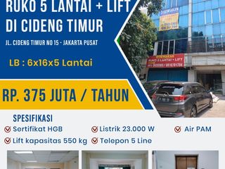 DI SEWAKAN RUKO 5 LANTAI AREA CIDENG TIMUR JAKARTA PUSAT