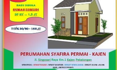 Dijual Rmh Subsidi type 30/60 , UM 0%, di Kajen, Strategis