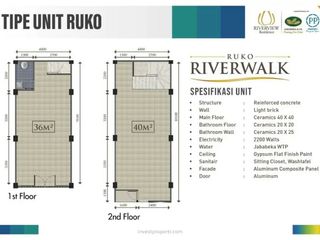 dijual Ruko Riverwalk siap huni n sewa(Ian)