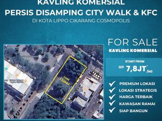 DIJUAL CEPAT TANAH KOMERSIAL DI JALAN UTAMA LIPPO UNTUK CAFE DAN RESTO