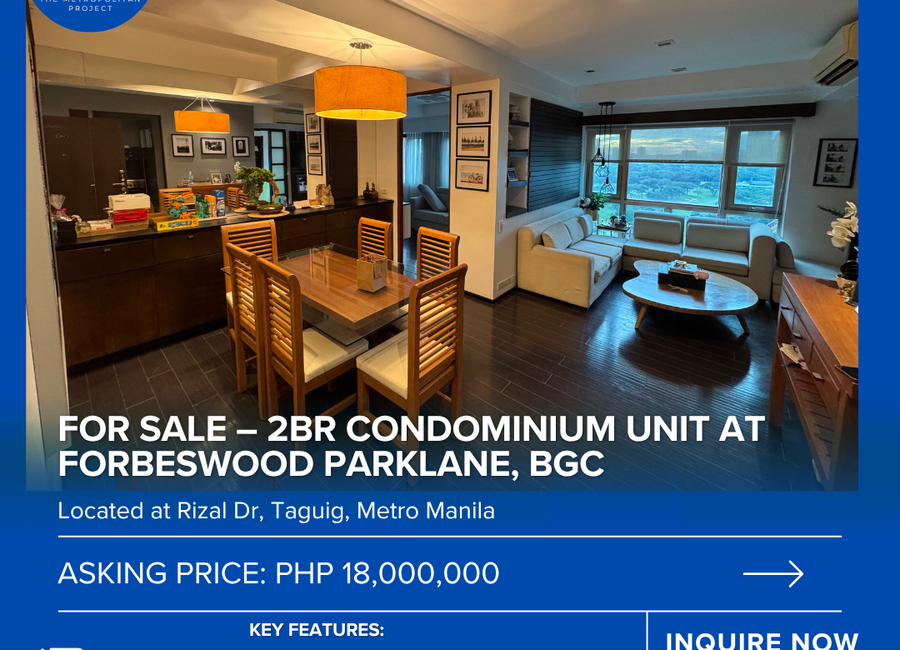 For Sale - 2BR Condo in Forbeswood Parklane, Rizal Dr, BGC w/ Golf ...