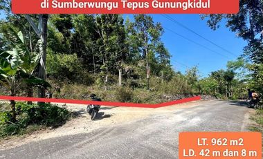 Jual tanah pinggir jalan raya Tepus Gunung kidul murah shm