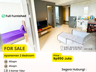 Dijual CEPAT Apartemen 2BR Full Furnished di One Residence Batam Cente