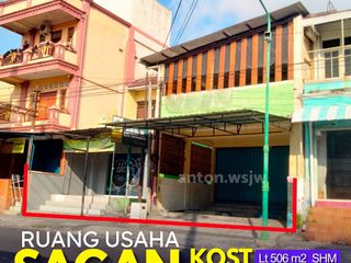 Ruang Usaha strategis SAGAN Jogja 2 Ruko, kost 23 kamar Lt 506 m² SHM