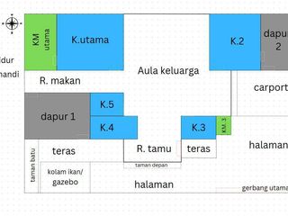 Rumah diatas tanah 370m2, 5 BR 3kamar mandi, full furnished