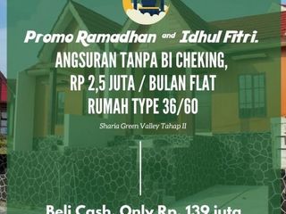 Rumah 1 lantai 2 kamar tidur Dp 30Jta Cicilan 2,5Jta SHM