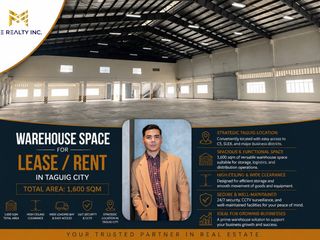 Warehouse Space for Lease Rent 1,600 sqm in Taguig City