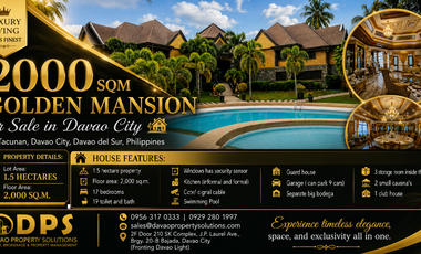 1.5Hectares Land with 2000sqm Big House Mansion for Sale in Davao City | 17 Bedrooms with swimming pool