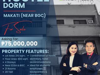 4-Storey Operational Makati Hostel / Dormitory Building For Sale near BGC and EDSA