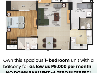 1 Bedroom Condo for Sale in 9 Central Park for as LOW as P9,000 per month at Zero Interest! No Downpayment!