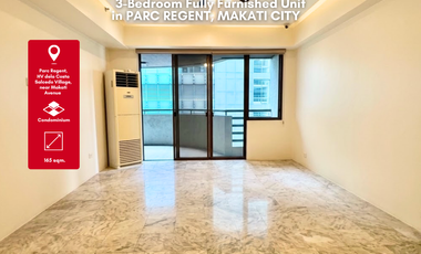Spacious and Homey 165 sqm. 3 Bedroom Unit For Sale at Parc Regent HV dela Costa Salcedo Village near Makati Avenue