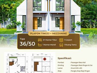 Beli Rumah 400an 2kamar serasa 3 kamar Free Mezzanine