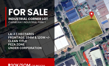 FOR SALE Industrial Corner Lot in Carmelray Industrial Park 1, Calamba Laguna