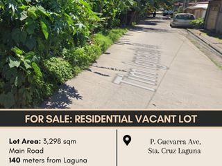 FOR SALE Vacant Lot located along P. Guevarra Ave, Sta Cruz Laguna (Along main road)