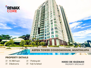 FOR SALE/LEASE: 3BR Condominium Unit, Aspen Tower, Alabang