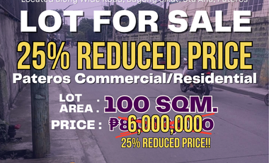 PATEROS COMMERCIAL/RESIDENTIAL LOT FOR SALE