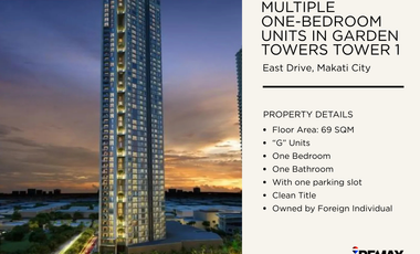 FOR SALE: ONE BEDROOM CONDO UNITS IN GARDEN TOWERS TOWER 1