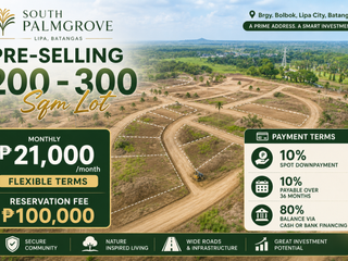 Pre-selling 200 - 300 Sqm Lot at South Palmgrove in Lipa batangas.
