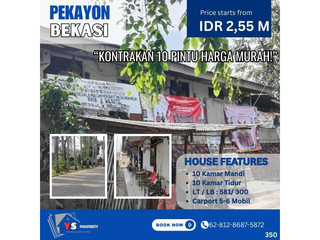 DIJUAL TANAH + KONTRAKAN AKTIF 10 PINTU – BEKASI SELATAN 350