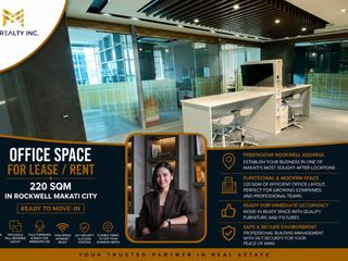 Office Space for Rent Lease 220 sqm Ready to Move in Rockwell Makati City