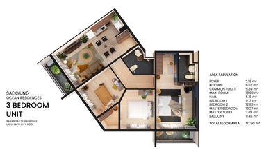 🏡 FOR SALE: 3-BEDROOM UNIT – SAEKYUNG RESIDENCES, MACTAN, CEBU