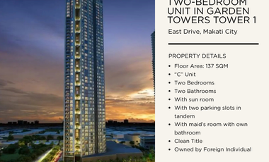 FOR SALE: TWO-BEDROOM UNITS IN GARDEN TOWERS TOWER 1
