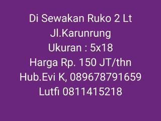 Disewakan Ruko 2 lt di Jl. Karunrung Makassar