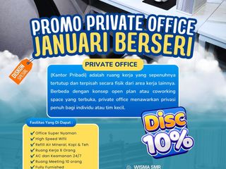Promo Private Office Januari Berseri! Diskon 10% Ruang Kantor Full Furnished di Kelapa Gading