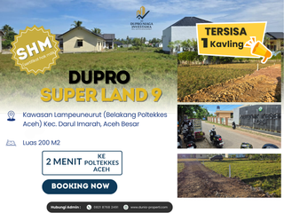 Dijual Kavling SHM Strategis DUPRO SUPER LAND 9 – Kawasan Lampeuneurut, Belakang Poltekkes Aceh