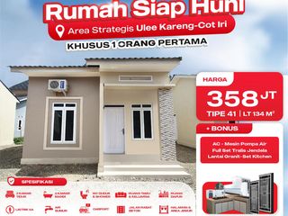 Jual Rumah Siap Huni Tipe 41 Punya 2 Kamar Tidur %26 2 Kamar Area Strategis Cot Iri Ulee Kareng