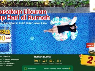 Rumah  American Classic dengan Kolam Renang Pribadi Jogja Gamping sleman Bonus Vespa Matic Dekat kampus Umy