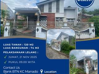 DI JUAL MELALUI LELANG TANAH DAN BANGUNAN DI PERUM PERMATA MALALAYANG RESIDENCE