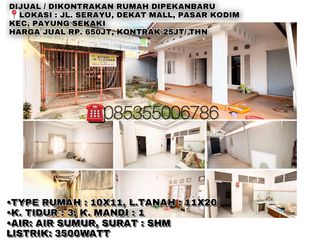 Dijual/ dikontrakkan rumah lokasi: Jl. Serayu, dekat Mall