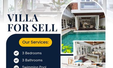 FOR SALE MODERN MINIMALIS VILLA WITH A BEAUTY SWIMMING POOL AT CANGGU