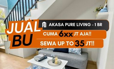 Jual Cepat Apartemen Akasa Pure Living BSD Mezzanine Full Custom Furnished Dekat Green Office Park