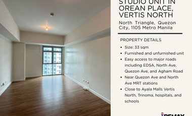FOR SALE/LEASE: Studio Condo Unit at Orean Place, Vertis North