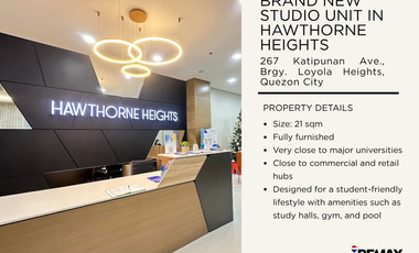 FOR SALE/LEASE: Studio Condo Unit at Hawthorne Heights Katipunan