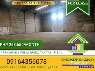 WAREHOUSE FOR LEASE IN VELASQUEZ, TAYTAY, RIZAL