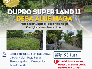 DIJUAL TANAH lLUAS 166 M2– DESA ALUE NAGA, BANDA ACEH