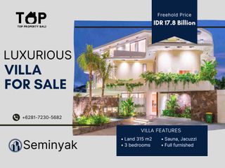 Villa mewah di jantung Seminyak 3 kamar tidur SHM Full furnished