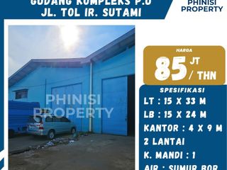 DISEWAKAN GUDANG – KOMPLEKS P.U Jl. Tol Ir. Sutami, Makassar