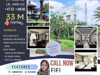 DIJUAL HOTEL AKTIF BINTANG 3 DI JL. RAYA PUNCAK CISARUA , BOGOR